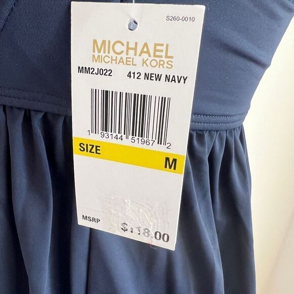 Michael Michael Kors Babydoll Tankini Top Navy Medium | Underwire Swimsuit Suppo - Picture 9 of 13